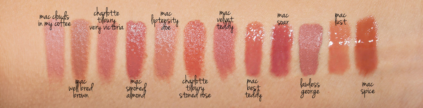 Échantillons de rouge à lèvres + brillant à lèvres, MAC, Charlotte Tilbury, Lawless