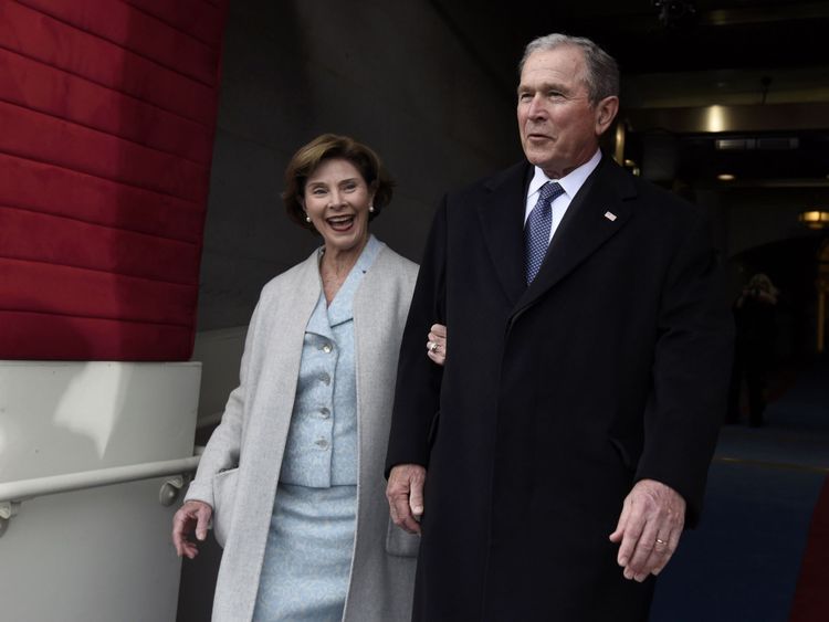 Arrivée de l'ancien président américain George W. Bush et de la première dame Laura Bush
