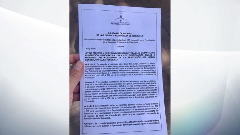 Un message d'amnistie à la police et aux soldats au Venezuela
