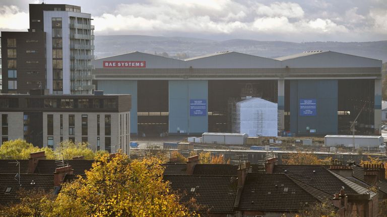 Une vue du chantier BAE Systems à Govan à Glasgow, en Écosse