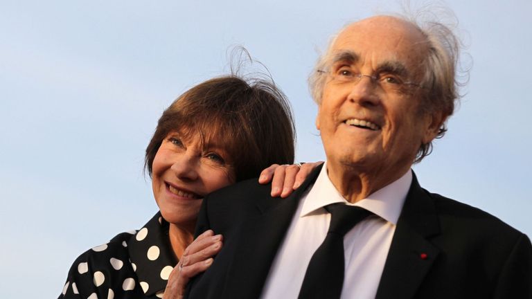 Michel Legrand vu avec son épouse l'actrice française Macha Meril en 2017