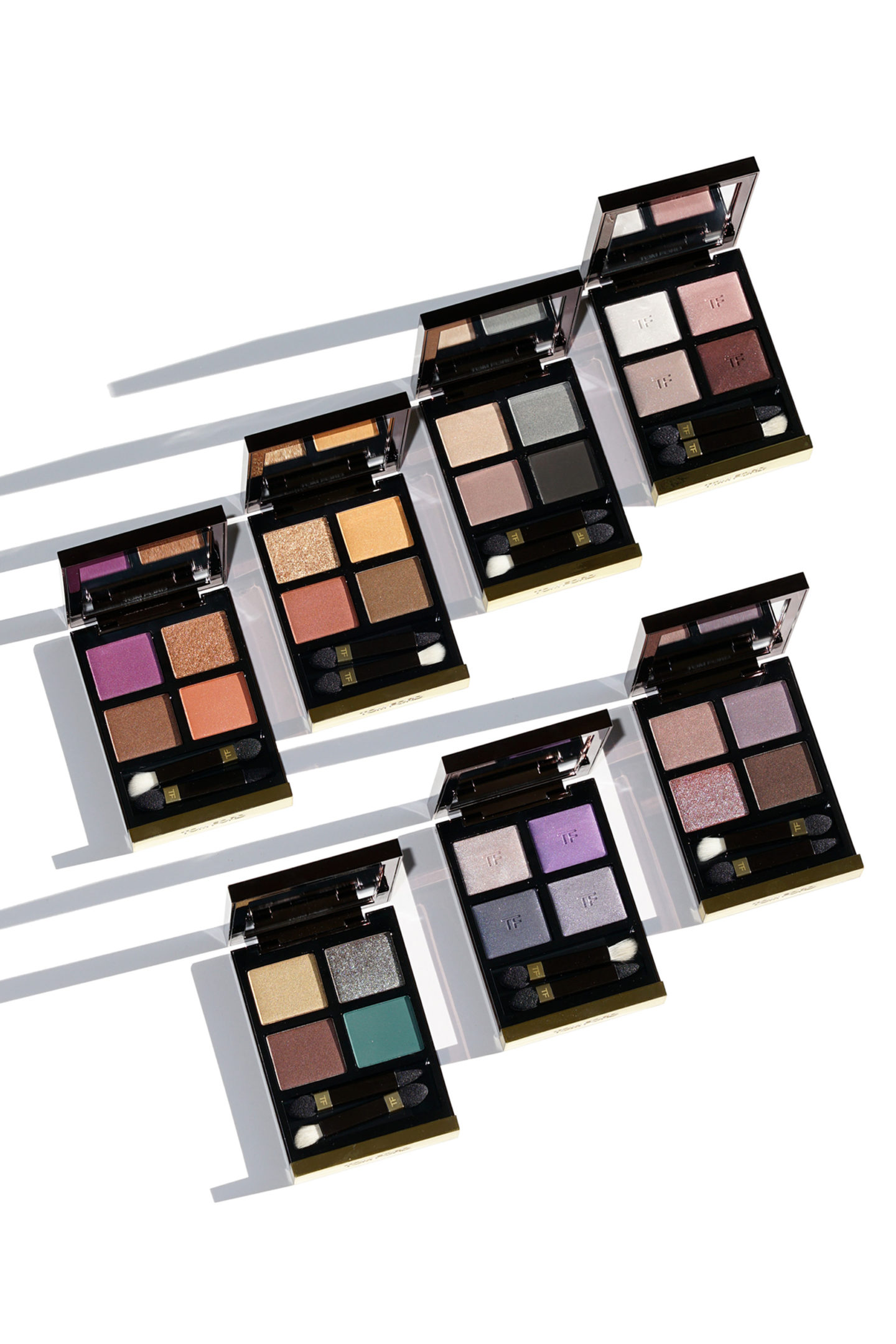 Nouvelles couleurs de Tom Ford Eye Eye Quads via The Beauty look Book. Photosynthesex, joli bébé, vierge orchidée, léopard soleil, supernouveau, rêve éveillé, violette africaine