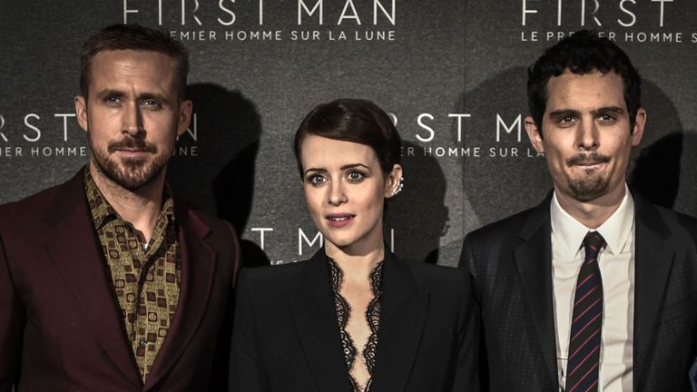 First Man étoiles Ryan Gosling et Claire Foy avec le réalisateur Damien Chazelle 