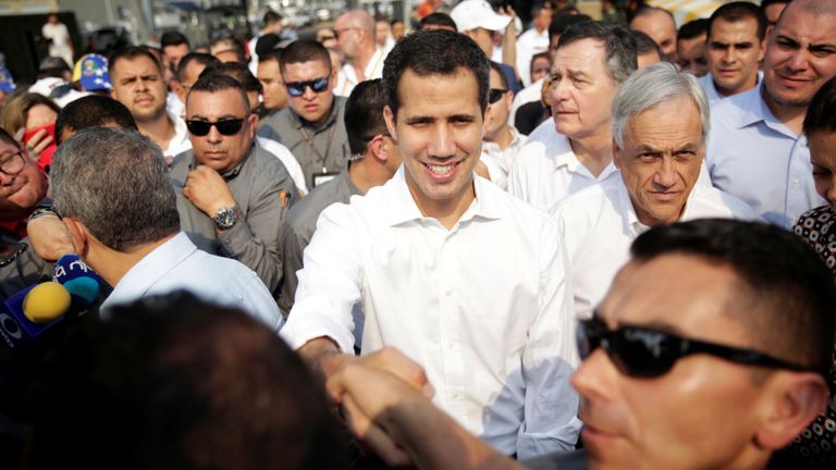 Juan Guaido à la frontière vénézuélienne avec la Colombie