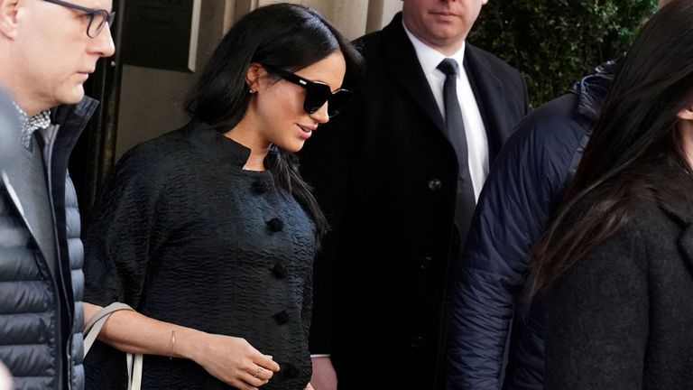 Meghan Markle sortant de l'hôtel The Mark à Manhattan