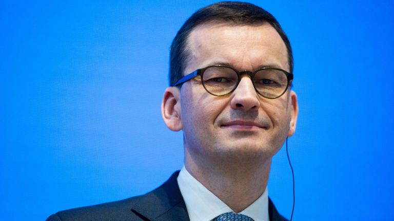 Le Premier ministre polonais Mateusz Morawiecki lors d'une réunion du V4 plus tôt cette année