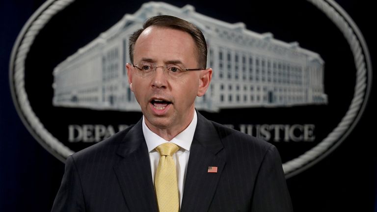 Le procureur général des États-Unis, Rod Rosenstein 