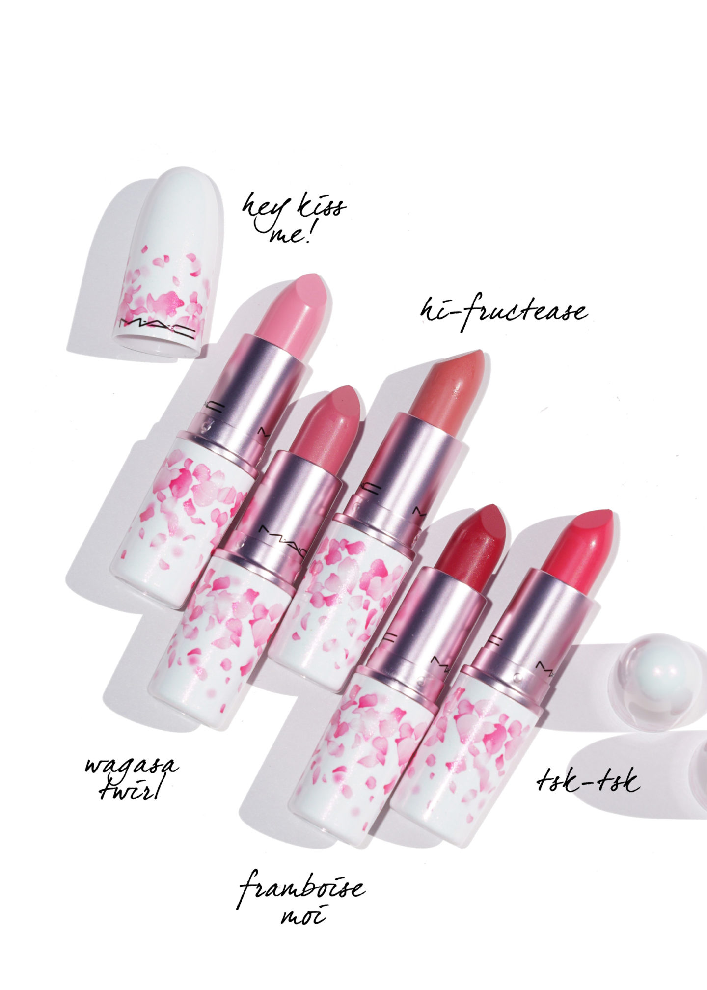 MAC Hey Kiss Me, Wagasa Twirl, Salut Fructease, Tsk Tsk et Framboise Moi