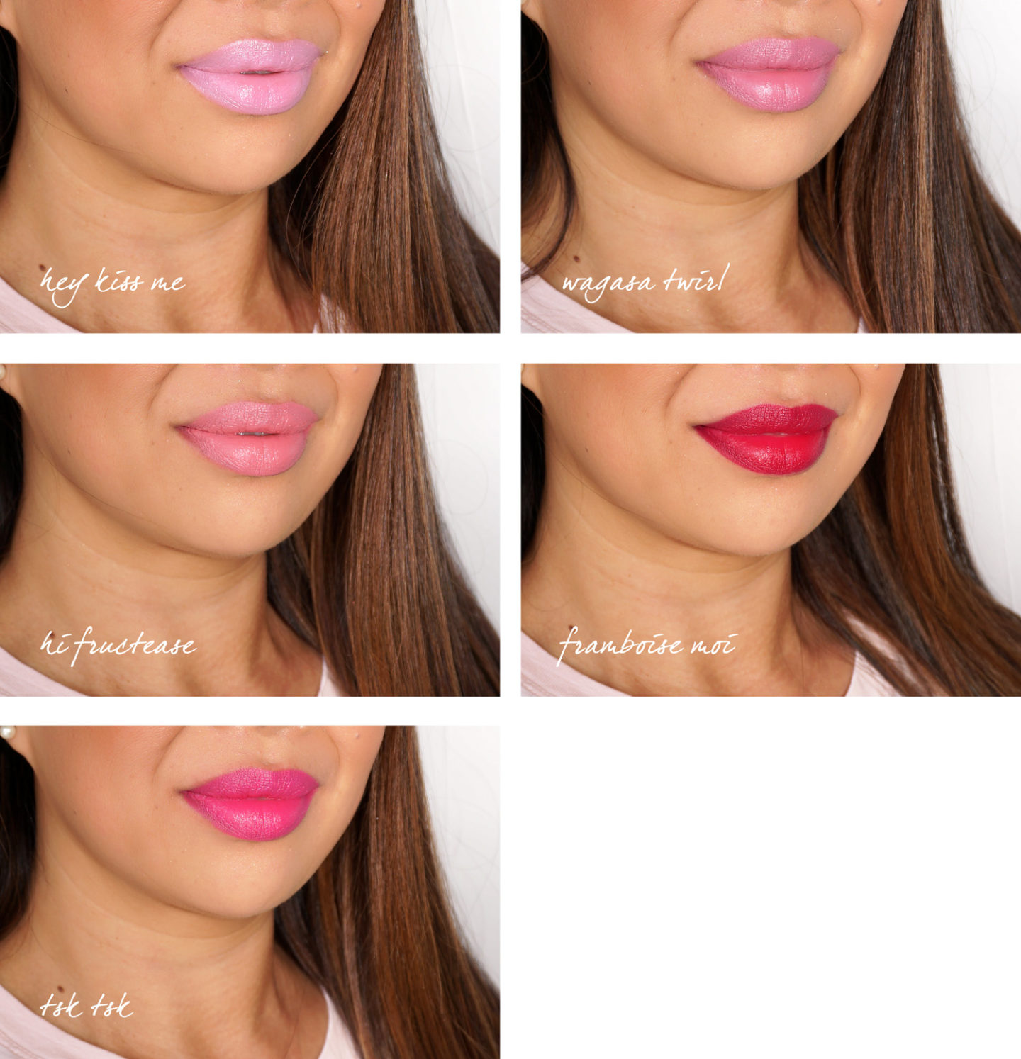 MAC Hey Kiss Me, Wagasa Twirl, Salut Fructease, Tsk Tsk et Framboise Moi