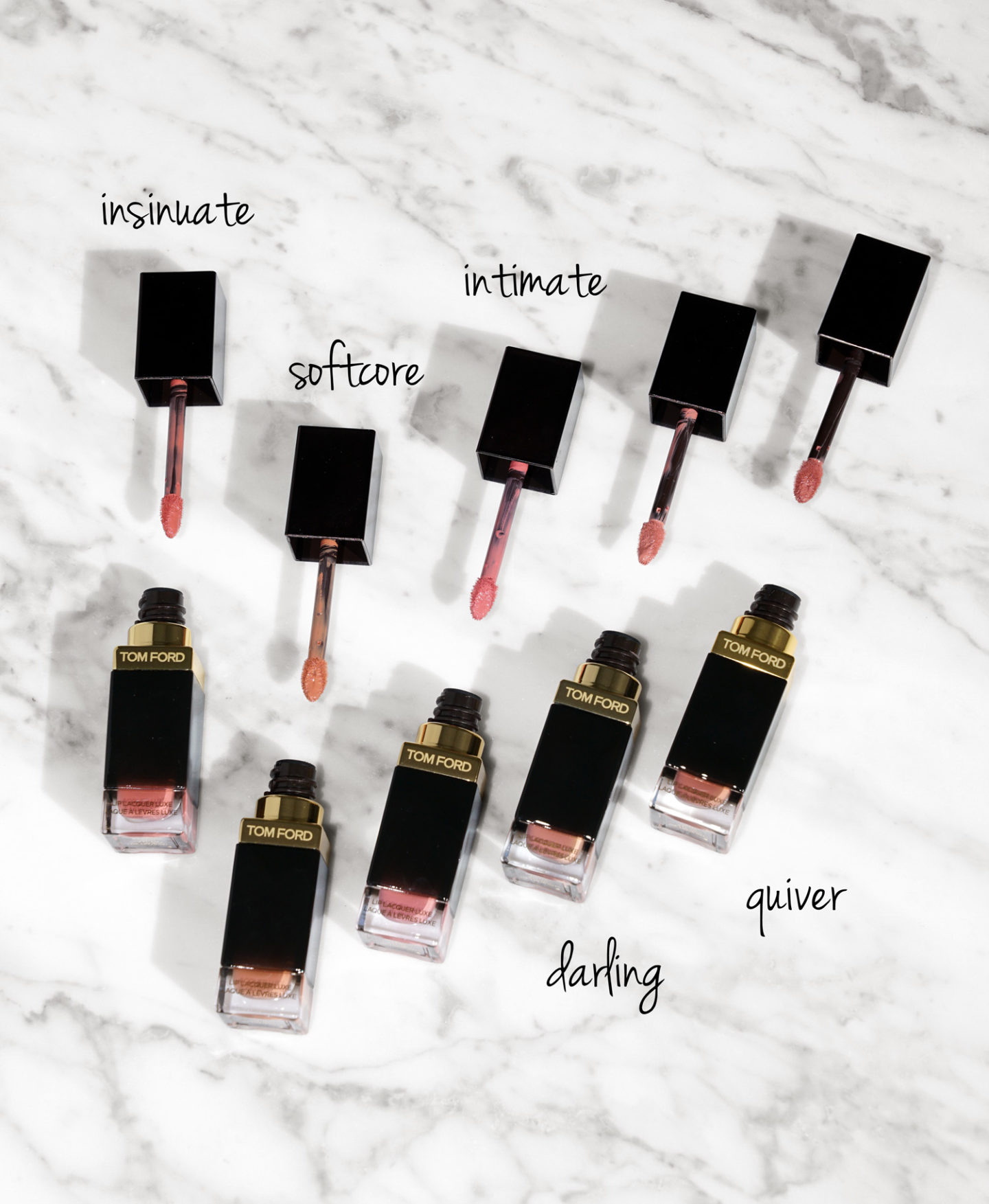 Tom Ford Lip Lacquer Luxe Insinuer, Soft, Intime, Chérie, Carquois