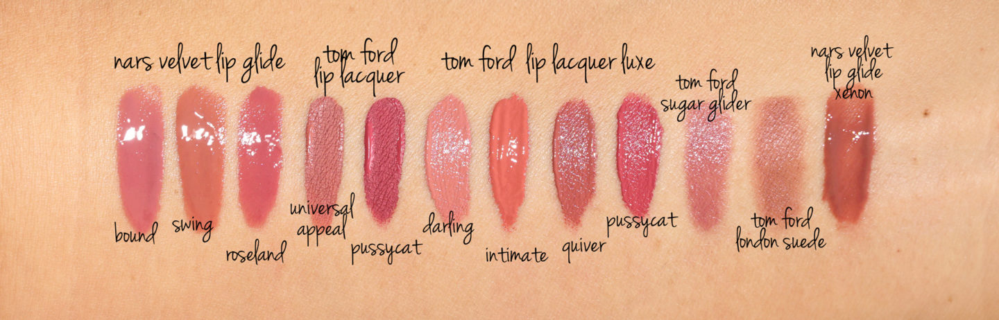 Tom Ford Lip Laquer Swatch comparaisons