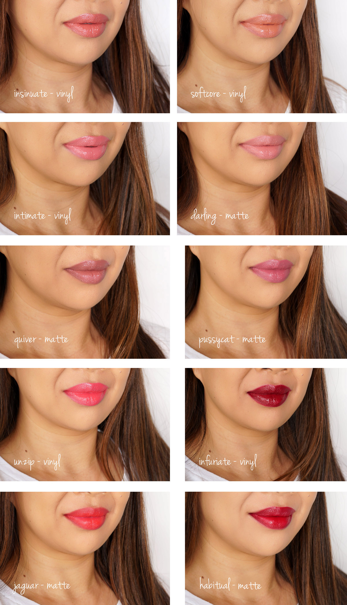 Tom Ford Lip Lacquer Luxe a commenté sur Insinuate, Softcore, Intimate, Darling, Carquois, Pussycat, Unzip, Infuriate, Jaguar et Habitual