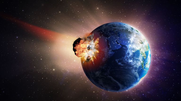 Un corps céleste frappant la terre