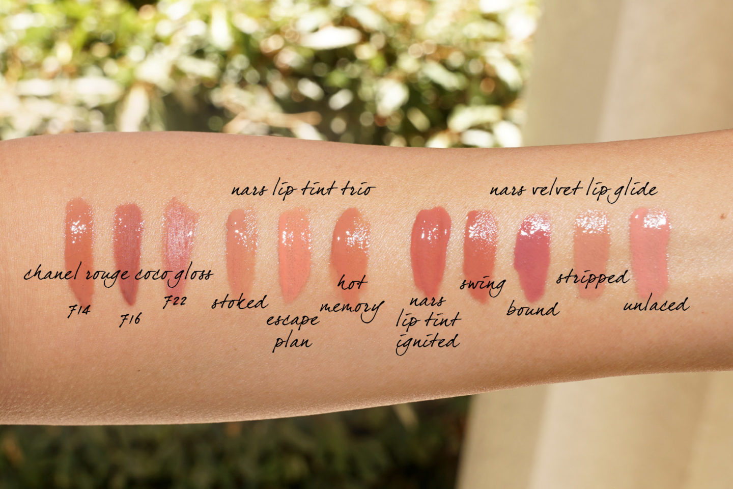 Trio Nuancier Lip Glide vs Velours Chanel Rouge Coco Gloss et NARS Lip Tint
