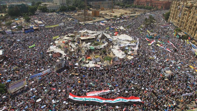 La place Tahrir au Caire a été le centre de nombreuses manifestations importantes lors du printemps arabe