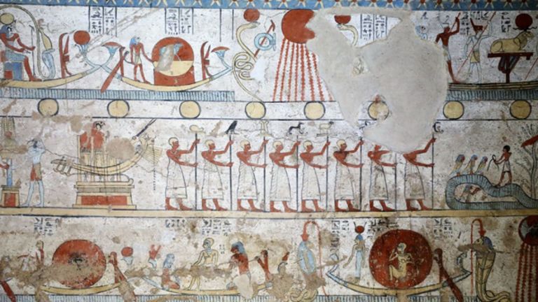 Quelques oeuvres d'art sur les murs de la tombe. Pic: Ministère des antiquités d'Egypte