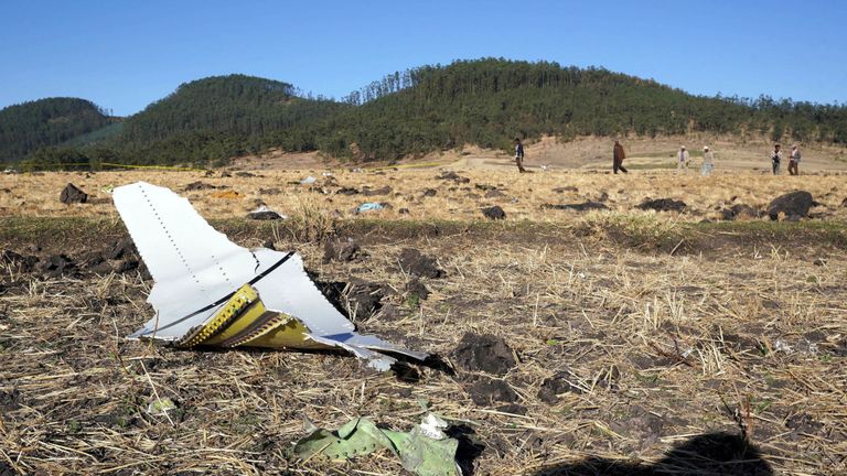 Un morceau du fuselage de l'ET Flight 302