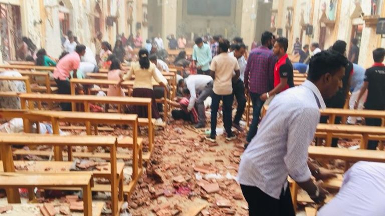 L’église Saint-Sébastien de Negombo a été gravement endommagée. Pic: Église Saint-Sébastien / Facebook