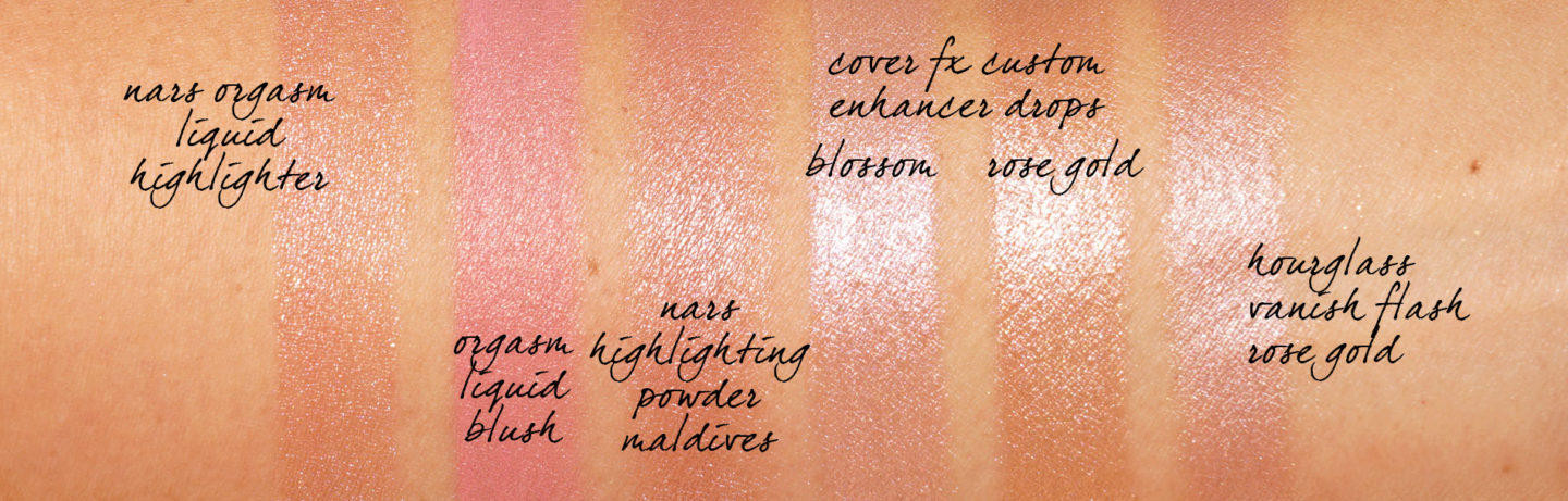 Échantillons de comparaison NARS Liquid Highlighter