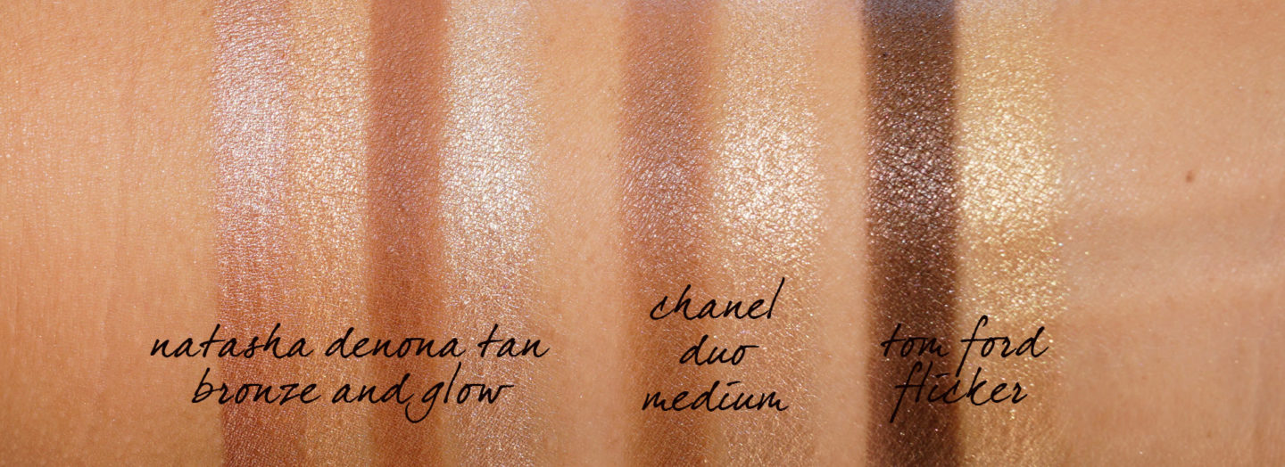 Natasha Denona Tan Bronze et Glow, Duo Chanel Bronze Et Lumière Moyen, Tom Ford SKin Duo Lumineux Flicker