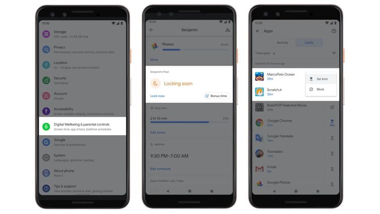 Android Q bien-être