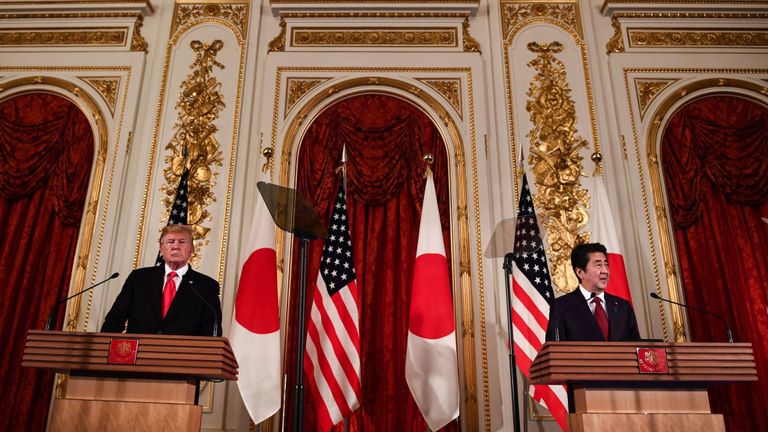 Donald Trump et le Premier ministre japonais, Shinzo Abe