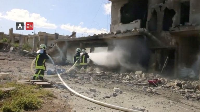 L'hôpital Nabd Al-Hayat a été frappé par une frappe aérienne à Hass, dans la province d'Idlib, en Syrie, le 6 mai 2019. Photo: ARAB24 / Reuters