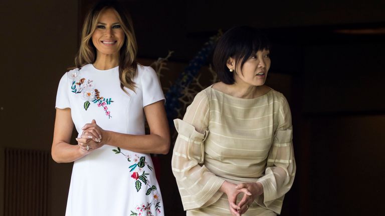 Melania Trump et Akie Abe, épouse du Premier ministre japonais Shinzo Abe