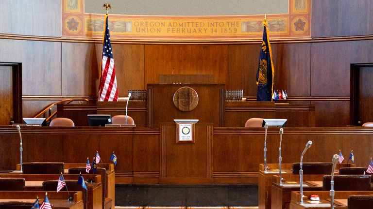 Chambre du Sénat de la capitale de l’Oregon à Salem, Oregon. Il est composé de 30 membres et fait partie de l'Assemblée législative de l'Oregon.