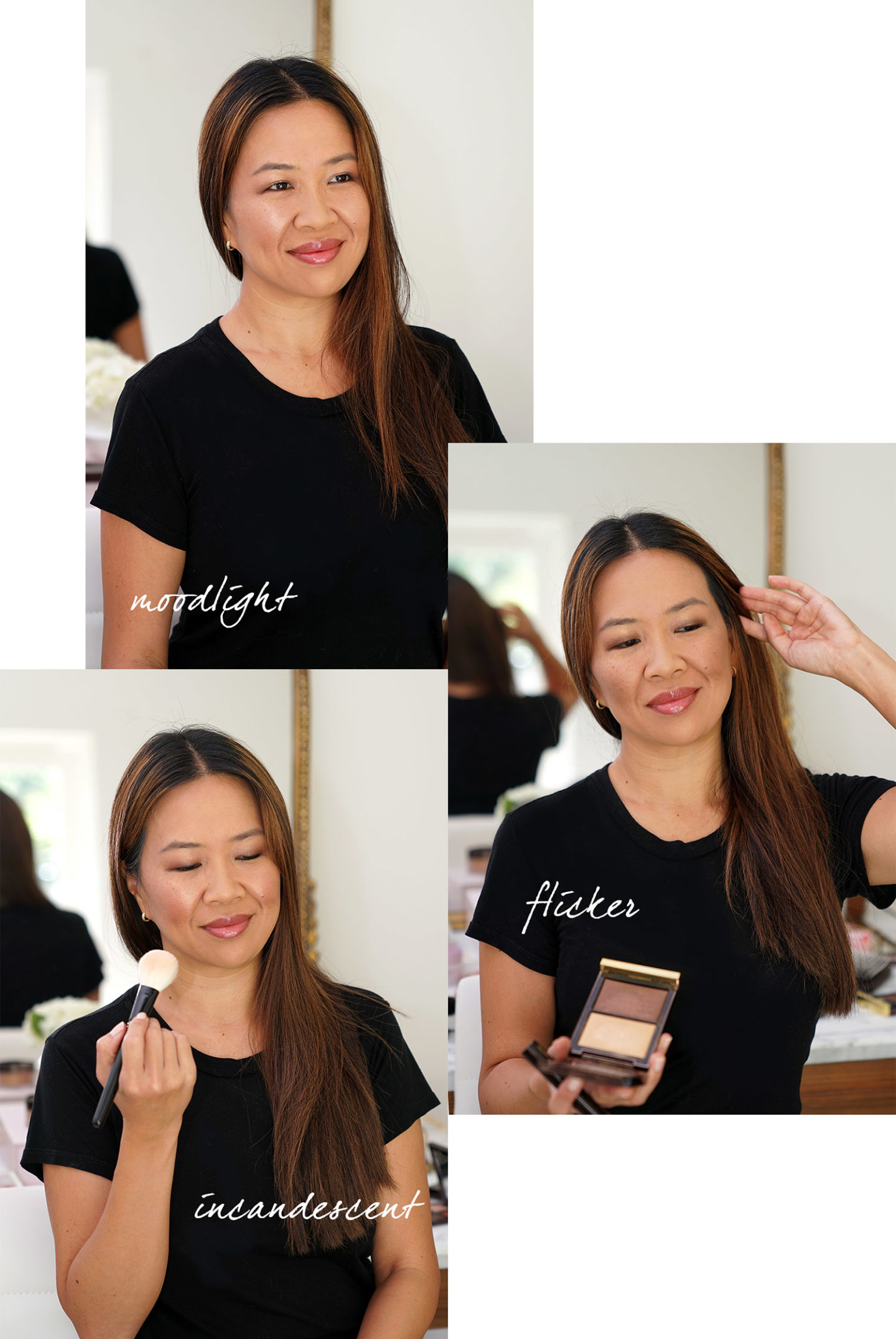 Duo éclairant pour la peau Tom Ford: le maquillage Moodlight, Flicker et Incandescent ressemble au nuancier