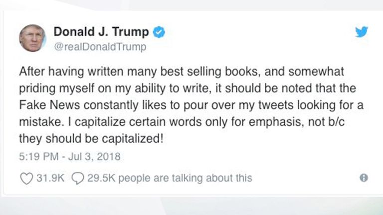 Alors que Trump expliquait la capitalisation, il a oublié de vérifier son orthographe