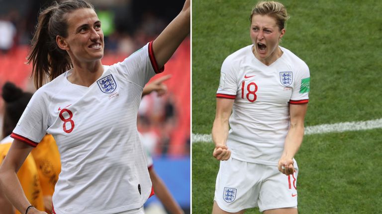 Angleterre Jill Scott (à gauche) et Ellen White (à droite)