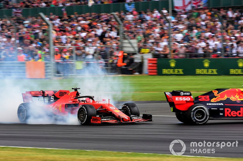 Sebastian Vettel, Ferrari SF90 dans larrière de Max Verstappen, Red Bull Racing RB15 