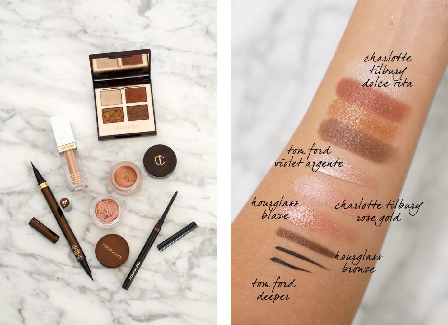 Maquillage pour les yeux tous les jours Charlotte Tilbury, Sablier, Tom Ford