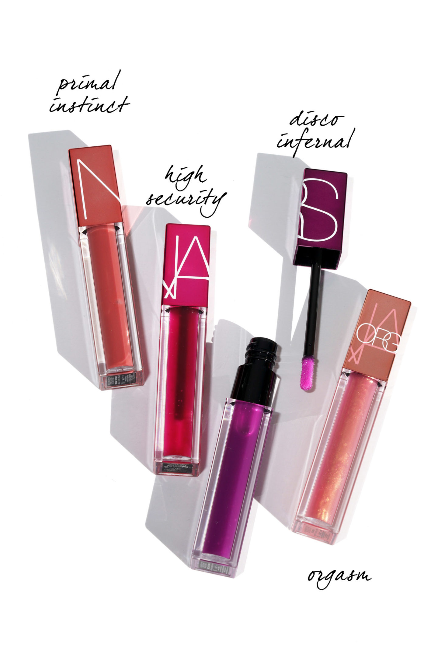 Lèvres infusées à l'huile de NARS Instinct Primal, Haute Sécurité, Disco Infernal