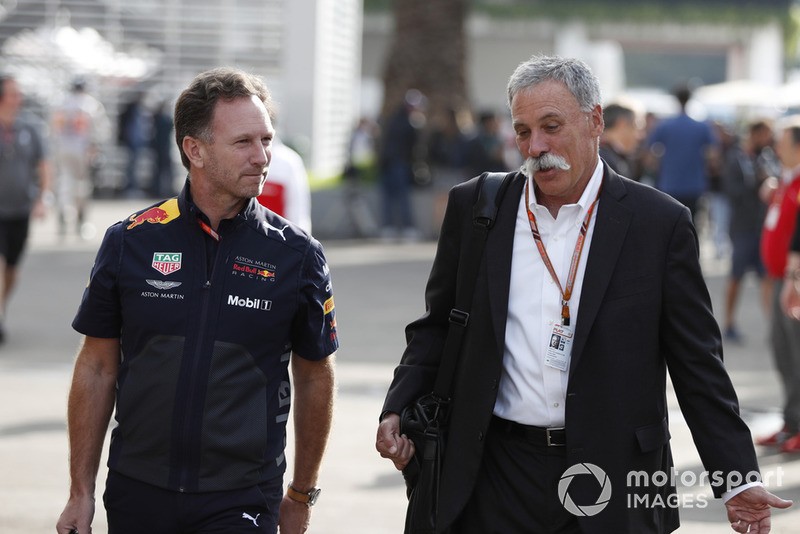 Christian Horner, directeur de léquipe Red Bull Racing et Chase Carey, directeur général et président exécutif du groupe Formula One 