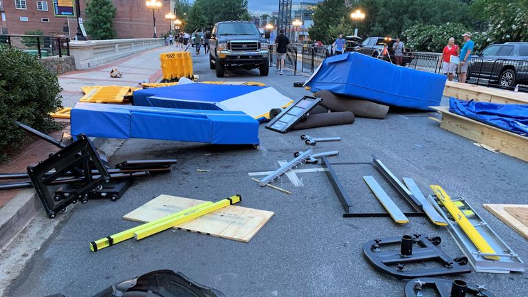 Le VUS s'est écrasé contre les barrières lors d'un événement de saut à la perche. Pic: Service de police de Greenville
