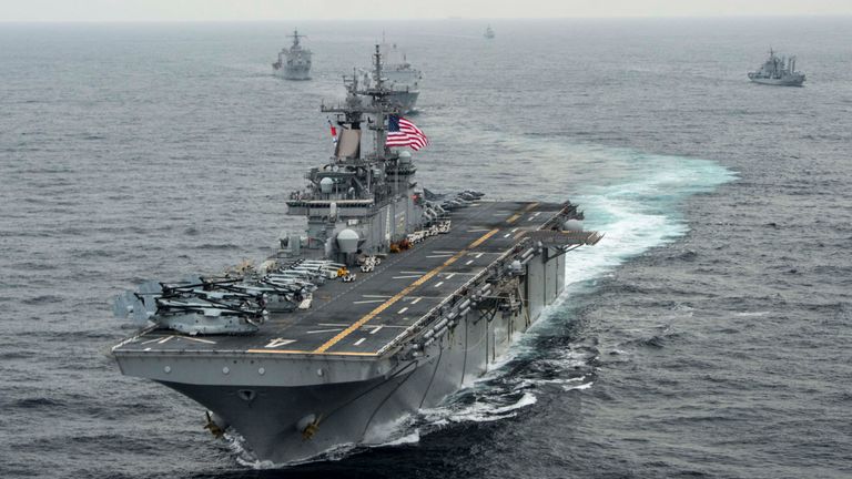 L'USS Boxer (photo de 2016) a détruit le drone après l'avoir approché de trop près