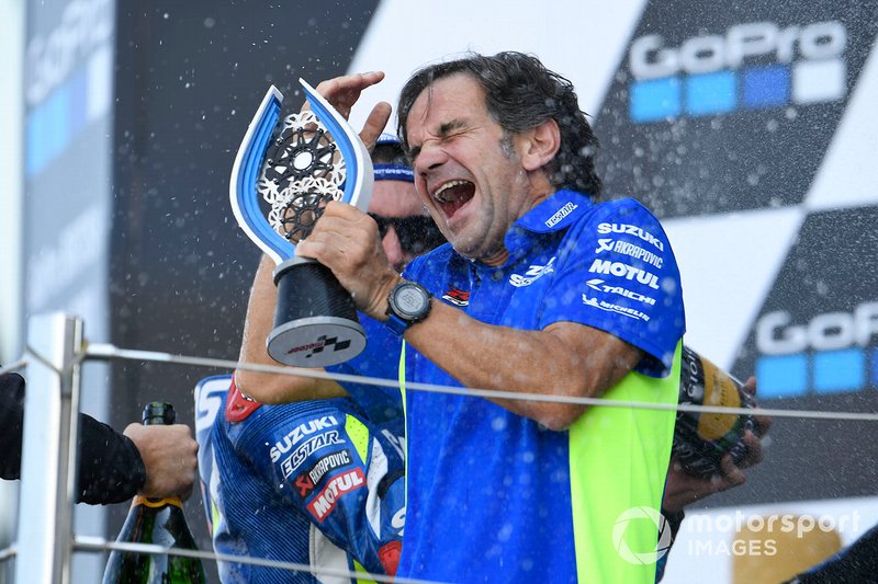 Podium: Alex Rins, vainqueur de la course, Team Suzuki MotoGP