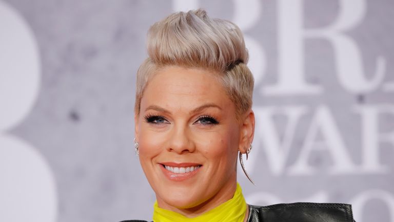 L’auteur-compositeur-interprète américain Pink pose sur le tapis rouge à son arrivée à l’occasion des BRIT Awards 2019 à Londres le 20 février 2019. (Photo de Tolga AKMEN / AFP) / RESTRICTED TO EDITORIAL USE Aucune affiche. Aucune marchandise. Le crédit photo doit correspondre à TOLGA AKMEN / AFP / Getty Images)