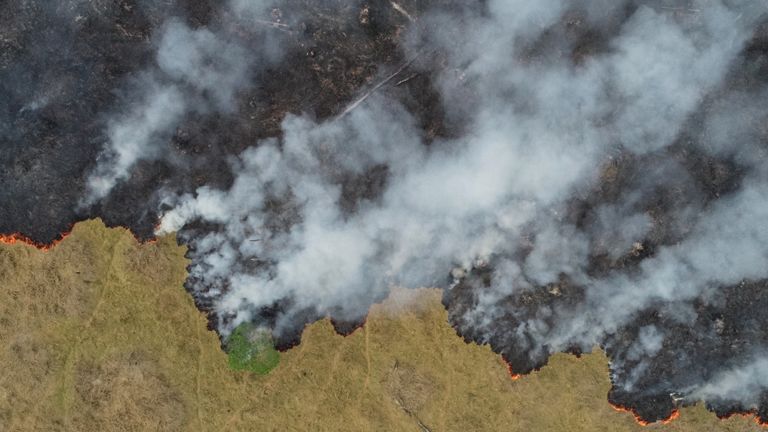 Une vue aérienne montre la fumée qui monte sur une parcelle déboisée de la jungle amazonienne à Porto Velho, dans l'état de Rondonia, au Brésil, en photo prise le 24 août 2019 avec un drone. Photo prise le 24 août 2019. REUTERS / Ueslei Marcelino TPX LES IMAGES DU JOUR