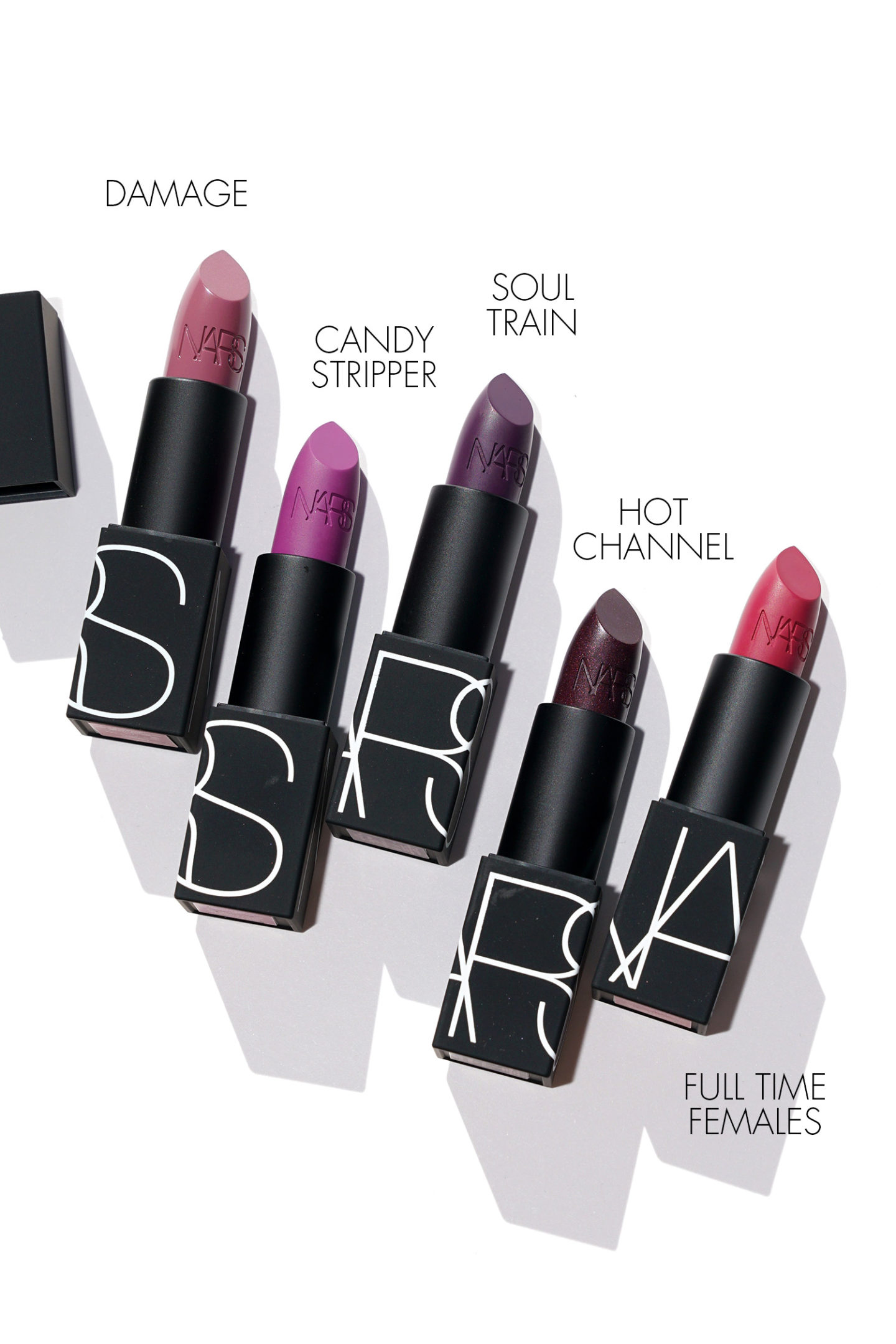 NARS Lipstick Damage, Candy Stripper, Soul Train, Hot Channel, Femelles à plein temps