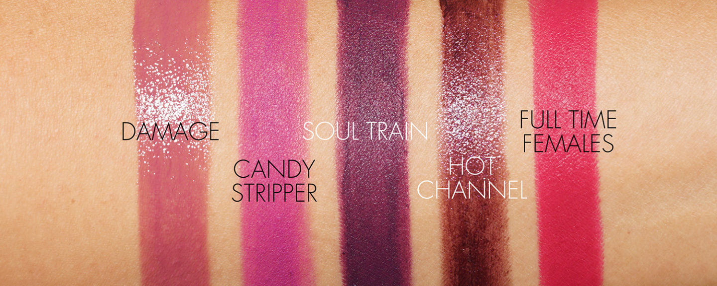 NARS Lipstick Damage, Candy Stripper, Soul Train, Hot Channel, échantillons féminins à plein temps