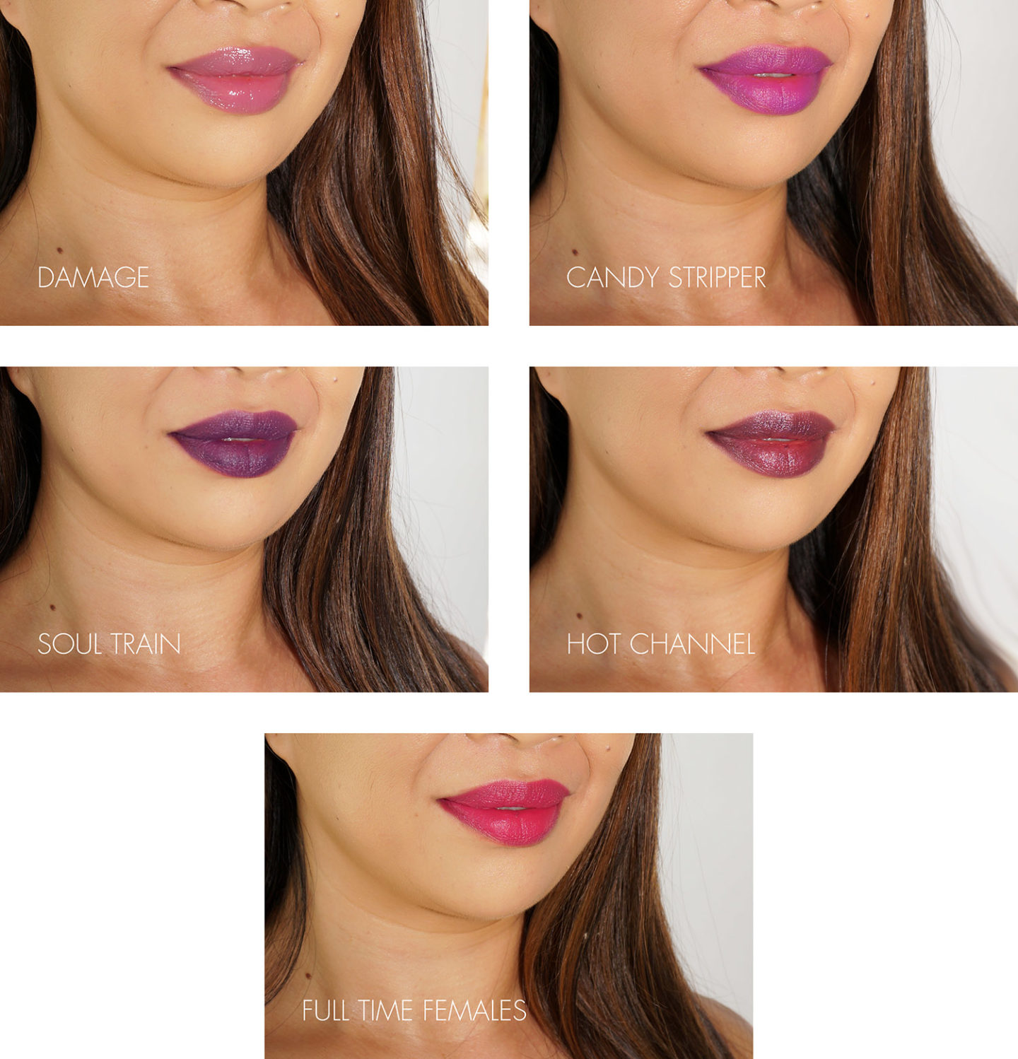 NARS Lipstick Swatches Dominatrix, Fire Down, Impulse, Fast Ride