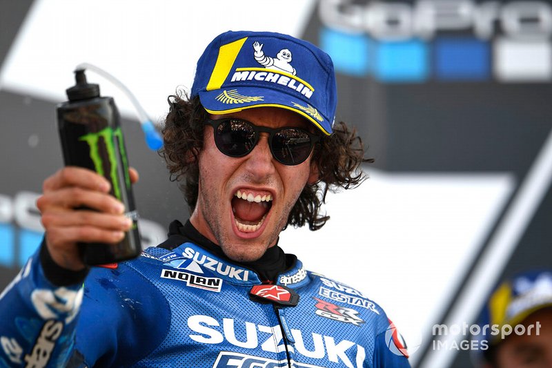 Podium: Alex Rins, vainqueur de la course, Team Suzuki MotoGP