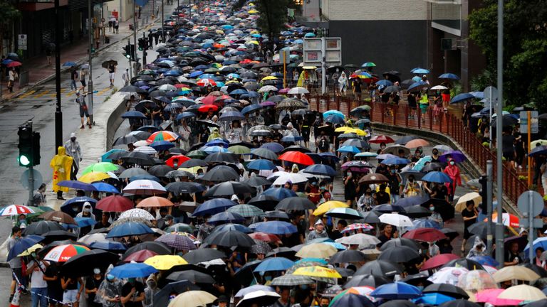 Marche de protestation à Hong Kong