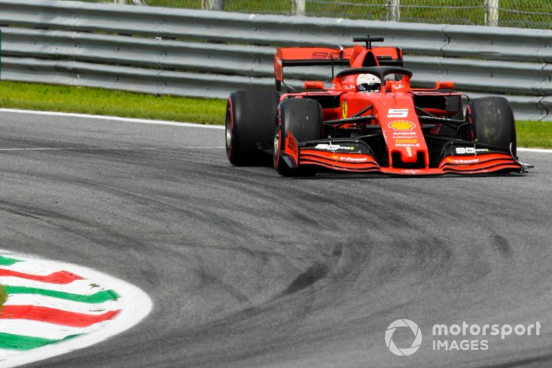 Sebastian Vettel, Ferrari SF90, endommagé après avoir frappé Stroll