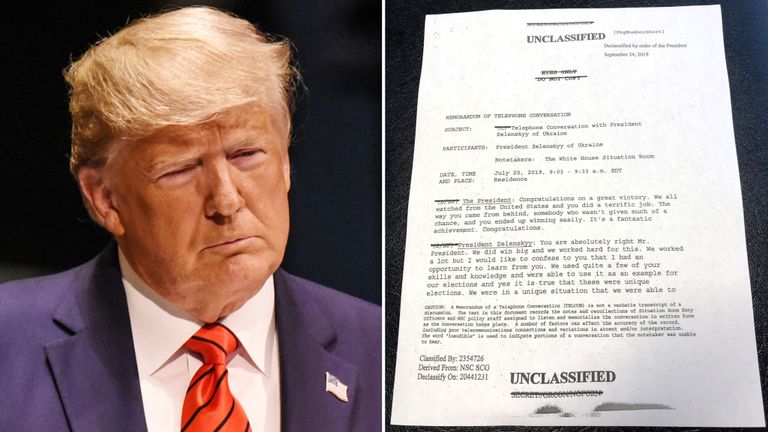 La première page d’un mémorandum de la Maison Blanche décrivant l’appel du président Trump avec le président ukrainien Volodymyr Zelenskiy 
