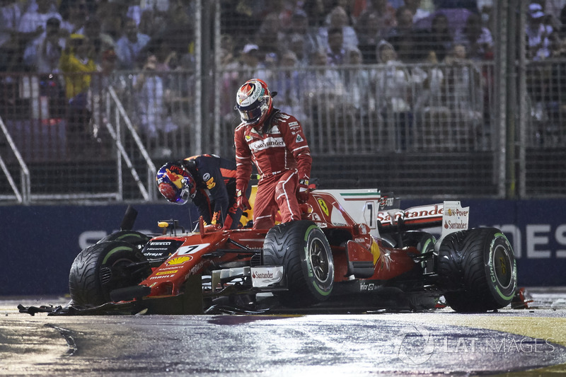 Kimi Raikkonen, Ferrari, Max Verstappen, Red Bull, après laccident