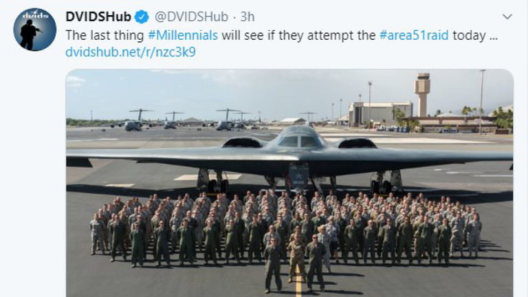 Le tweet, maintenant supprimé, menaçait les spectateurs d'une action militaire. Pic: DVIDSHub